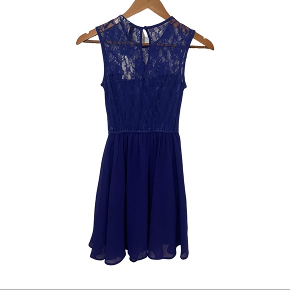 H&M Lace A-Line Dress Size 2 Royal Blue - Picture 4 of 4